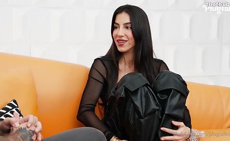 Lena The Plug - Hot Fuck With Adam On Orange Couch