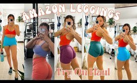 MUST HAVE AMAZON yoga pants AND SHORTS *Under $40* Best seamless scrunch yoga pants activewear try on