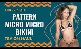 Bunny Blair | Pattern Micro beach costume Try On Haul | 4K