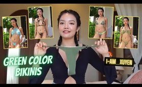 #SHEIN HOT cute GREEN bikini TRY-ON HAUL | I_AM_XUYEN