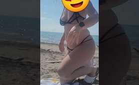 Try on haul at a nude beach! another see thru two piece bathing suit