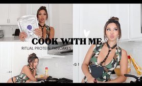 COOK PROTEIN PANCAKES WITH ME! HALLOWEEN ADDITION | TIANA MUSARRA