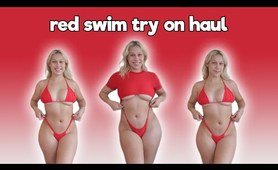 Red Swimsuits Try On Haul and video review