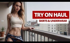 Try On Haul - Mini Skirts & Skirt Lift to Reveal Cute Panties | 4K AI Lookbook |  AI Fashion Art