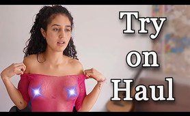 [4K] Transparent clothes Try-on Haul | Night wear try on haul | See Through Tops