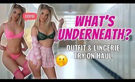 Naughty School Girl Outfits and Lingerie Try on Haul | Hot Costume, Mini Skirt, Pig Tails
