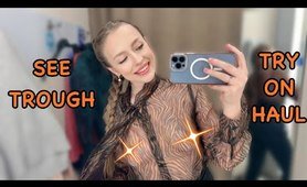 [4K] Transparent in dressing room Try on Haul | crazy stunning outfits