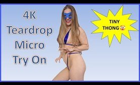 Teardrop Micro bikini Try On Haul - Masked Model #maskedmodelvids