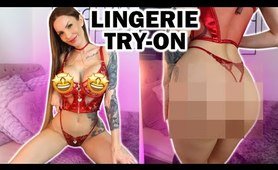 fine transparent LINGERIE TRY ON HAUL Honey Birdette RED set Fashion video Mirror view with Amy