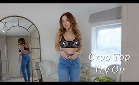 Mesh and Lace Crop Top Try On Haul *Sheer* - Natural Mom Bod Edition!