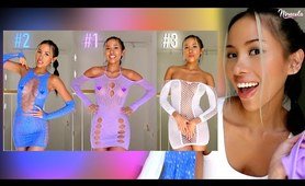 Transparent Fishnet Dresses TRY ON with Mirror View! | Ninacola TryOn