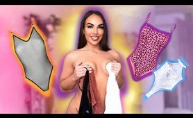 4K TRANSPARENT Mesh Bodysuits TRY ON with Mirror View! Ana Daisy Scott TryOn