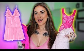 4K TRANSPARENT Pink Dresses & Tops TRY ON with Mirror View! | Alanah Cole TryOn