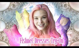 [4K] TRANSPARENT Fishnet Dresses from Amazon *TRY ON* HAUL w/ Mirror View!!!