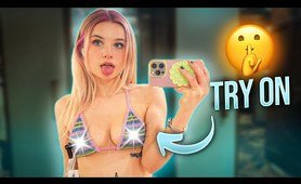 [4K] Valeria Vee | Bikini Try On Outside The Dressing Room #tryonhaul #fashion #style