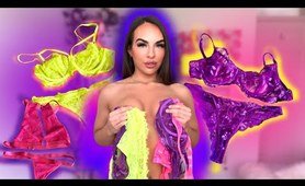 4K TRANSPARENT Neon Lingerie TRY ON with Mirror View! Ana Daisy Scott TryOn