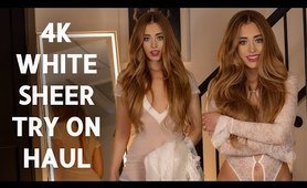 4K ALL WHITE Sheer Transparent Dresses TRY ON with Mirror View! | Samantha Lynn TryOn