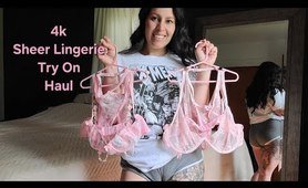 4k SHEER Lingerie Try On Haul | With a Mirror View | On a NATURAL Mom Body