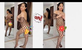 TRANSPARENT FISHNET BODYSUIT TRYON