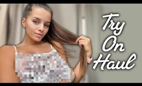 [4K] Transparent Lingerie Try on Haul with Kate | No Bra See Through Top Try On