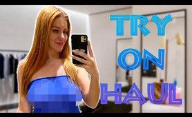 [4K] Transparent Dresses and See-through Lingerie Try on Haul