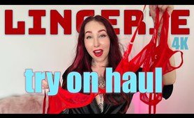 [4K] RED LINGERIE Try On Haul MIRROR VIEW | with Esluna