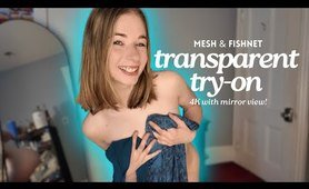 4K TRANSPARENT MESH Dresses TRY-ON with mirror view! // itsMeganSins