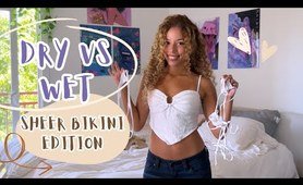 [4K] Sheer bikini Try On | Dry vs. Wet