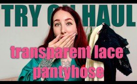 [4K] TRANSPARENT LACE PANTYHOSE Try On Haul | With Esluna
