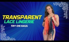 4K TRANSPARENT Lace Lingerie TRY ON Haul with Mirror View.