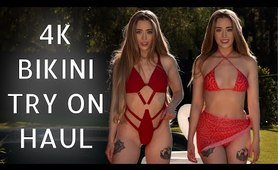 4K Red  microkini TRY ON Haul! | Samantha Lynn TryOn