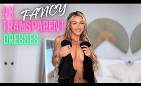 4K TRANSPARENT Fancy DRESSES TRY ON HAUL with Mirror View! | Taylor Skully