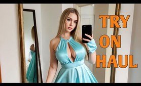 [4K] Transparent Lingerie Try-On Haul | Mall Mirror View | Dry vs Wet | semi-transparent clothes