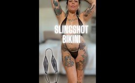 4K Sheer Slingshot Bikini Try On Haul | See Through TEMU | No Bra No Pasties | Yourtattooedthai