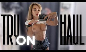 [4K] Transparent Try on Haul in the dressing room| See- through No Bra dress