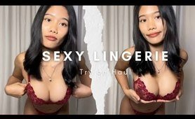 4K Transparent Lingerie Try on Haul | Red Lace and Sheer Fabric Edition with Mae Melody