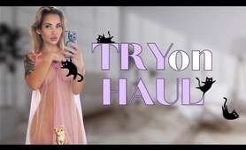 [4K] TRANSPARENT TRY ON  HAUL | Transparent Lingerie  Dress with Mirror view No Bra