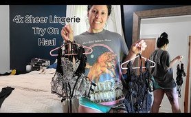 4k SHEER Lingerie Try On Haul | With a Mirror View | on a NATURAL Mom body
