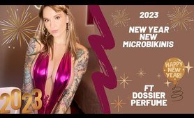 New Year's Eve Micro  swimwear Try-On Haul | 1 Week Postpartum! (2022/2023) ft. Dossier Perfume