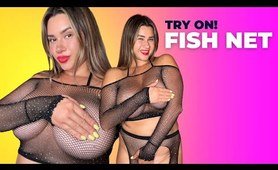 (4k) TRY ON my new transparent FISHNET OUTFIT