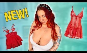 4K TRANSPARENT Red Lingerie Try-On with MIRROR VIEW! | gatanyx Sheer TryOn | *natural curvy body*