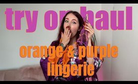 [4K] TRANSPARTENT ORANGE & PURPLE lingerie Try On Haul | with Esluna