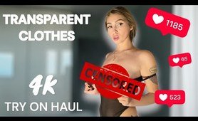 [4K] TRANSPARENT Lingerie Try on Haul with Aisu  | Home Edition