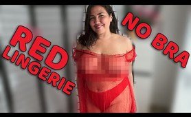 All TRANSPARENT RED Lingerie! | 4K Try On Haul