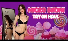 [4K] Tiny Micro Bikini Try On Haul With Mirror View