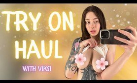 [4K] Try On Haul 2024 | Incredible Transparent Bras | With Viksi | No Bra