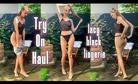 [4K] TRANSPARENT Lacy Black Lingerie TRY ON | Elena Ross Try Ons