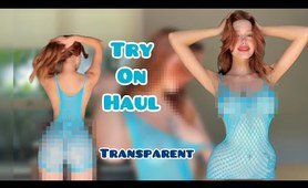 [4K] Try on Haul | Trying on a blue mesh swimsuit.