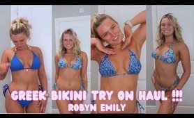 GREEK Style Bikinis !! Blue bikini try on haul !- Robyn Emily