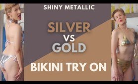Shiny BIKINI Try On Haul | Metallic Bikini with Mirror View